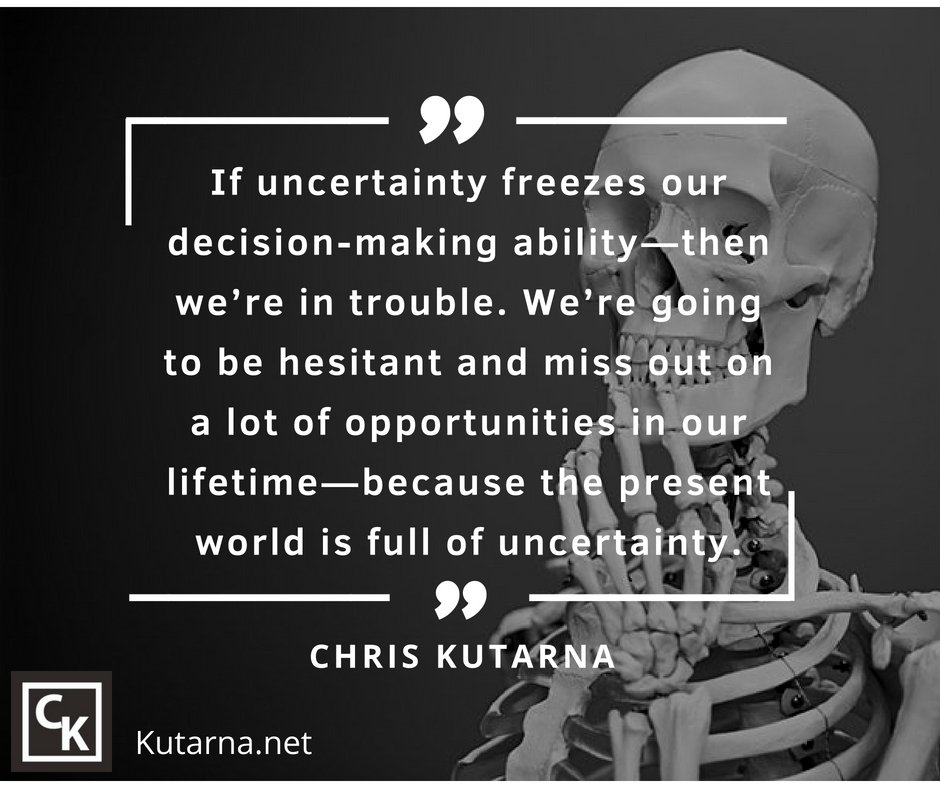 ChrisKutarna's tweet photo. Sometimes UNcertainty is better than certainty.
Originally Published Here 👉👉👉 https://t.co/L854FP9uj9
#uncertainty #challenges #volatile #complex #ambiguous #decisionmaking #responsibilities #strategicenvironment #opportunities #unpredictable #hesitation #inaction https://t.co/UVSQzalIW3