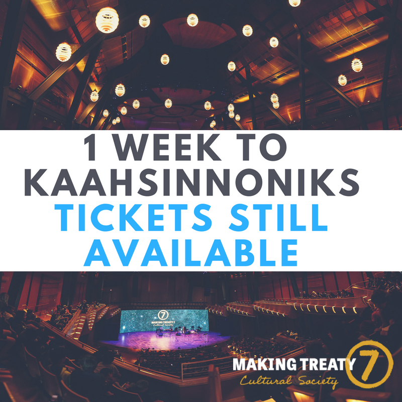 MakingTreaty7's tweet photo. 1 week to Kaahsinnoniks! Tickets still available for October 3 and 4 - https://t.co/sp0QfvvVX6 https://t.co/QwJIgGEzOc