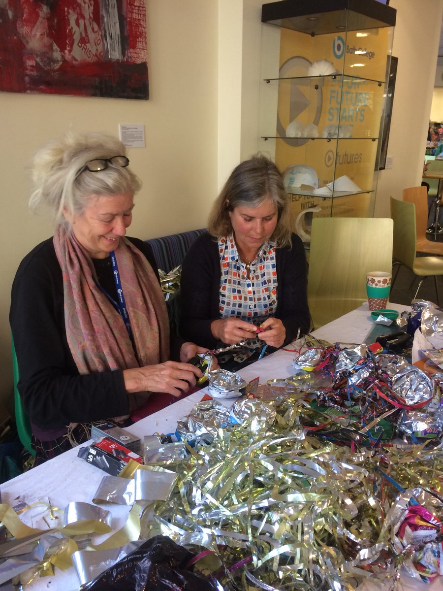 Sarahchave1's tweet photo. Forest building for @forestimaginatn . Reworking crisp and coffee packets with Alison Harper @Aliceundo . This helps to see these unloved and unnoticed materials in new ways #forestof the immagination2018 https://t.co/Xi23v7rbcP