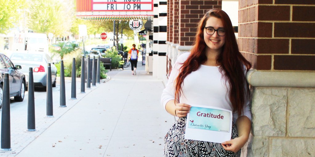 redbirdimpact's tweet photo. Paige Buschman chose Gratitude as her trait for #CharacterDay2018. "People who are more grateful are happier overall. Whenever I am overwhelmed, I try to step back &amp; remind myself of how lucky I am to be who &amp; where I am. Gratitude centers me." #ISUCharacter #CD18 #RedbirdImpact https://t.co/8gREfC7piF