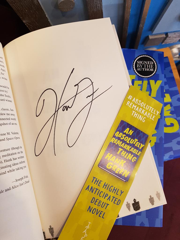 WaterstonesPicc's tweet photo. The Carls just appeared...
Head up to our 2nd floor to pick up your signed copy of @hankgreen excellent new book #AbsolutelyRemarkableThing, take a photo with Carl and collect your special Carl pin at the desk.
@TrapezeBooks https://t.co/w4J4Iuyfld