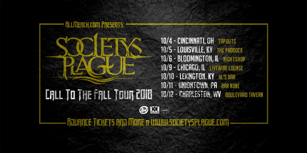 TOUR: <a href="/societysplague/">Society's Plague</a> will be hitting the road this October in support of their latest full-length album Call to the Void. Tickets &amp; more info at eclipserecords.com/news/societys-…