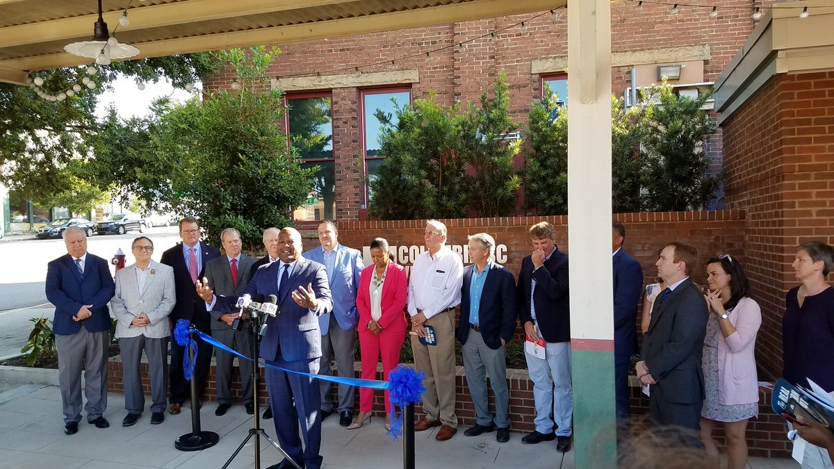 The ribbon cutting for the <a href="/columbiasc/">Columbia SC</a> Visitor Center in the Vista with <a href="/SteveBenjaminSC/">Steve Benjamin</a> and friends. #RealColumbiaSC