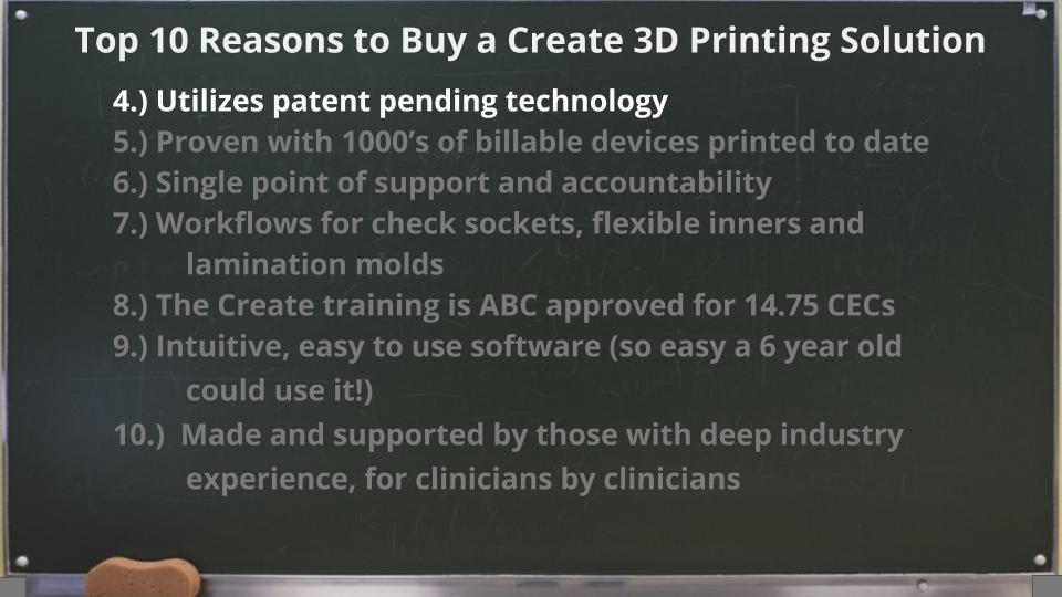 CreateOandP's tweet photo. Reason #4 - The Create 3D Printing Solution was developed with patent-pending technology to address the unique needs of the O&amp;P industry. #aopa2018 #3dprinting https://t.co/0UnTRvm6IZ