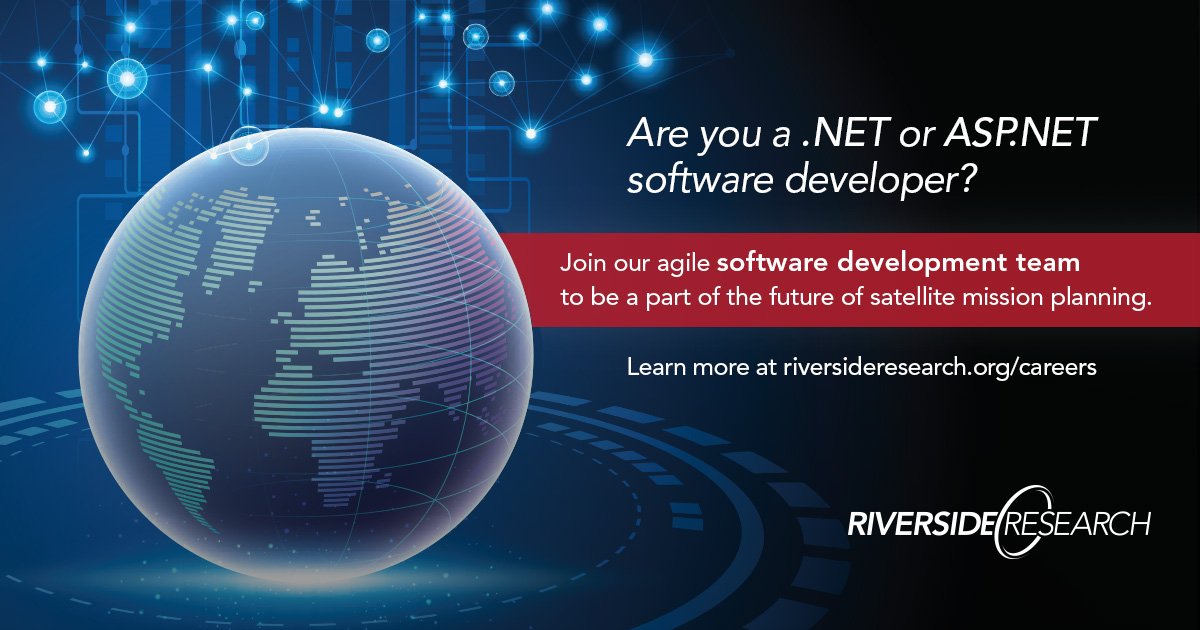 RiversideRsch's tweet photo. Ready for a new career challenge? We are in search of software developers to support our satellite and aircraft mission planning software. Learn more at https://t.co/38mEu2aZos. #hotjobs #softwaredeveloper #missionplanning https://t.co/OQZfrJuTEA