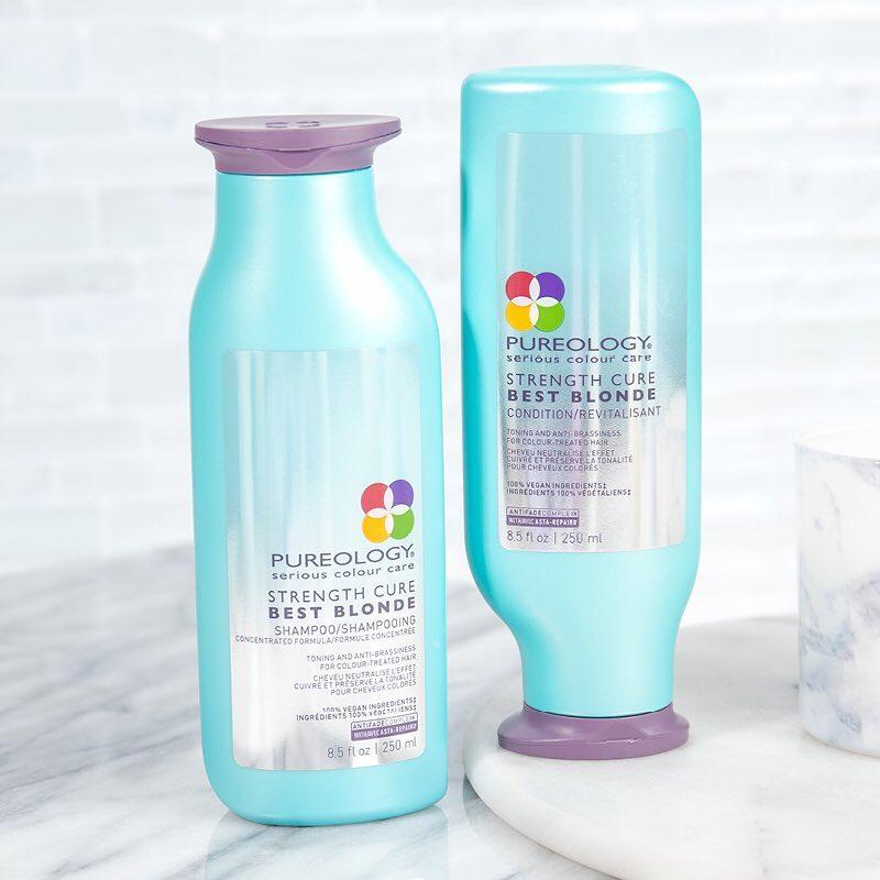 This dynamic duo is here to save your beautiful blonde hair 💜 Shop now on Pureology.Com!