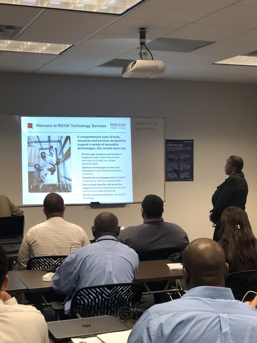 katerboyer's tweet photo. It’s career development day at @PerScholas Atlanta! @RicohTweets is here to share about their value proposition. #changingthefaceoftech #partnership #talent https://t.co/hB2minAduY