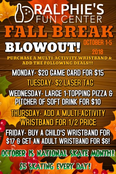 We hope to see you here next week for our fall break blowout!