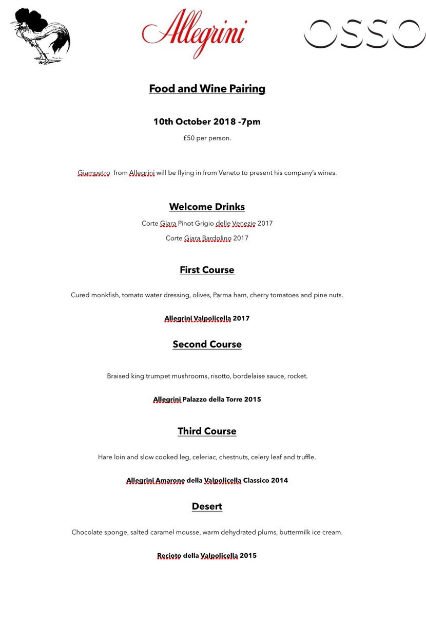 ossorestaurant's tweet photo. On Wednesday the 10th of October we are teaming up with the fabulous @VilleneuveWines to offer a great evening of food and wine. Call us on 01721724477 to book https://t.co/r0n7h6AbaR
