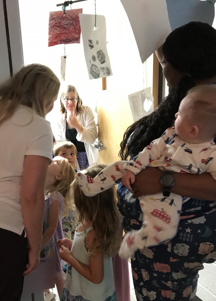 Young Fives created a mobile for the infants during art class with Ms. Liz #mvlittles