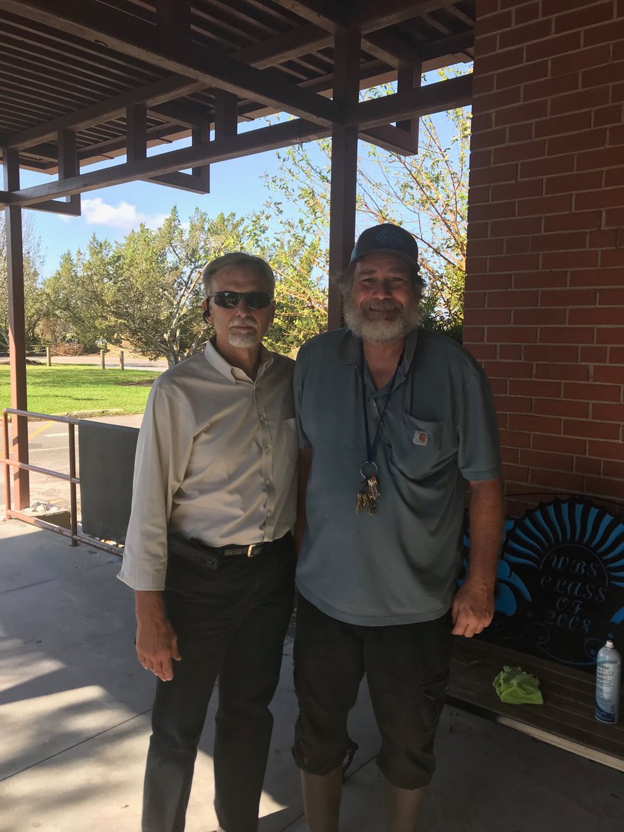 “My super hero” Dr. Holliday says as he drops by WBS to personally provide well deserved recognition to our amazing Mr. Charles Hewett who, rain or shine, never rests until the job is done. Great work Mr. Charles. We love you man. <a href="/WBeachSchool/">WBeachSchool</a> <a href="/NewHanoverCoSch/">New Hanover County Schools</a> <a href="/rickholliday52/">rick holliday</a>