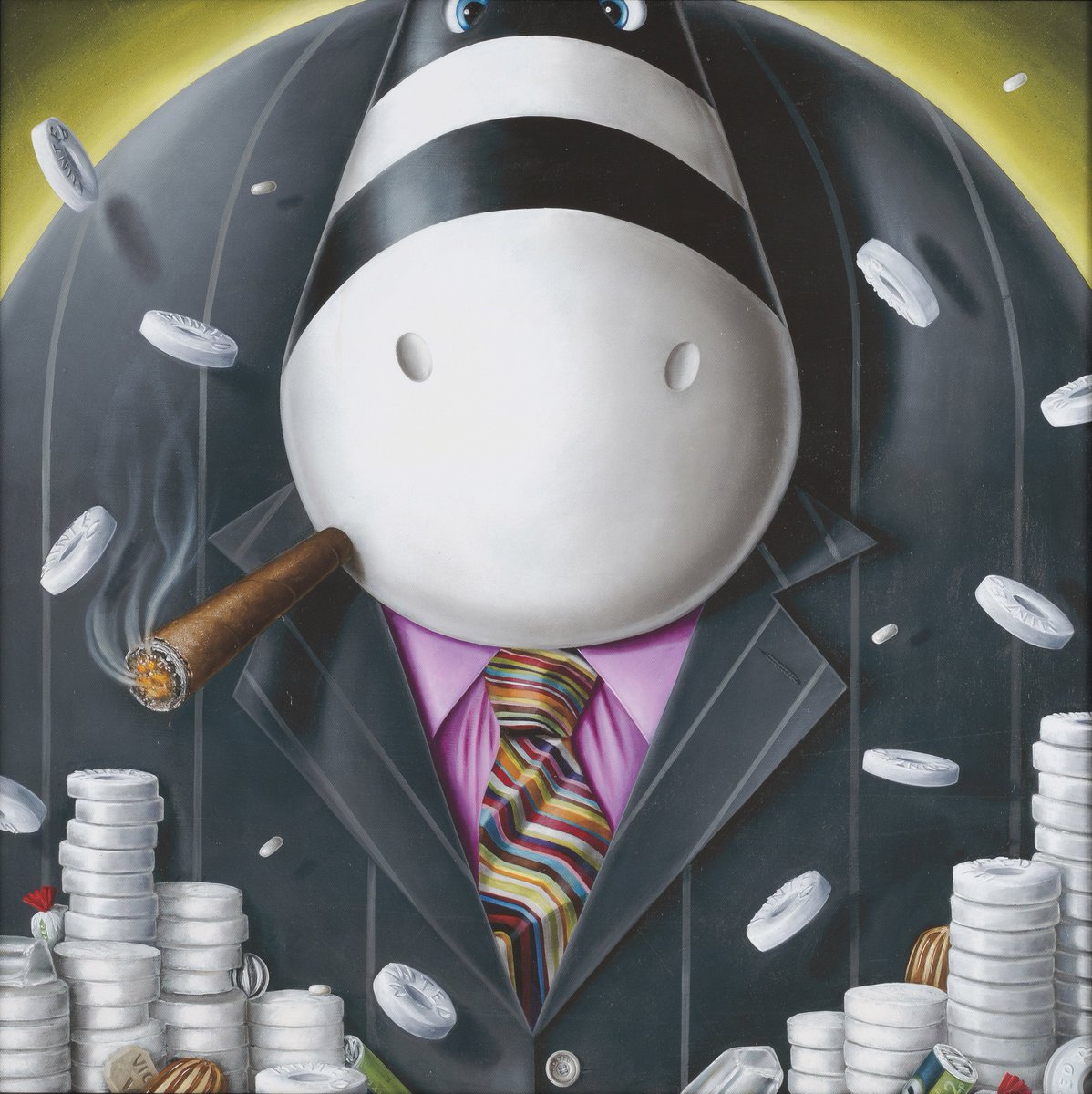 AttitudeGallery's tweet photo. Out the door and up on a new collector's wall today, Peter Smith's 'Minted' is a great fun piece and one we'll be sad to see go!

#PeterSmith #Impossimal #LimitedEdition #Art #AttitudeGallery #Cheshire https://t.co/UeSjE3CCq8