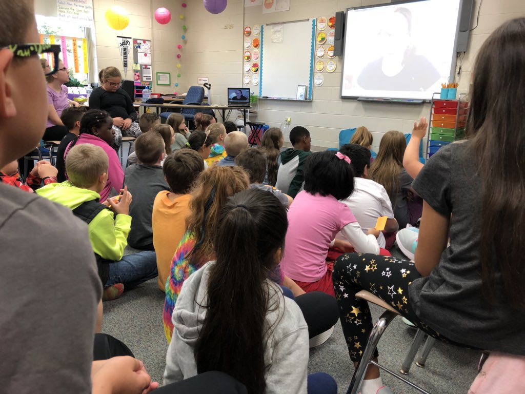 mrsmartin5grade's tweet photo. Skyping with author Abby  Cooper, author of Sticks &amp; Stones and Bubbles! #Leggee #district158 #welovebooks #welovereading https://t.co/qZBIcQo52A