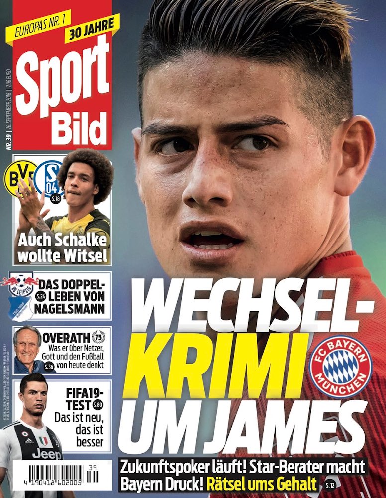 La portada del diario Bild con James Rodríguez