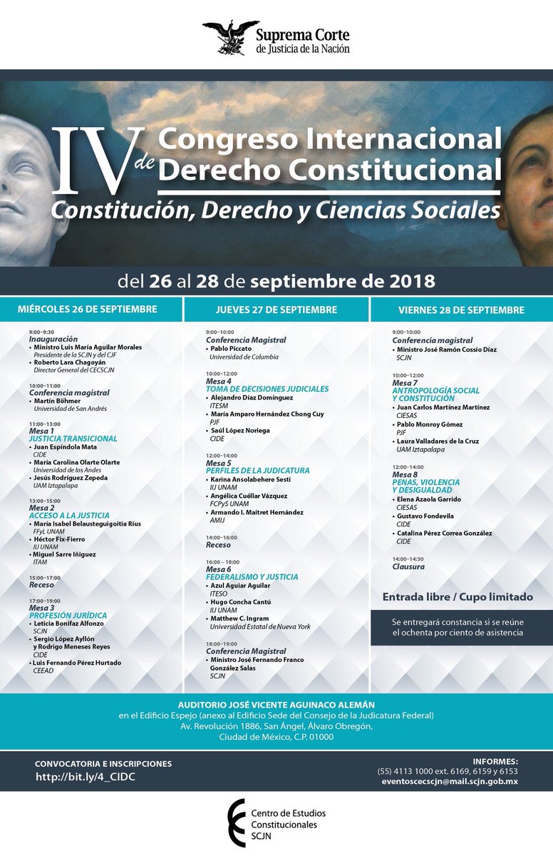 rolarch's tweet photo. Hace un momento, el Ministro Luis Maria Aguilar Morales, Presidente de la @SCJN y del @CJF_Mx, inauguró el IV Congreso Internacional de Derecho Constitucional del #CECSCJN. Las personas interesadas pueden seguir las actividades en el siguiente enlace: https://t.co/e2N8K7HnGU https://t.co/3yjDynallK