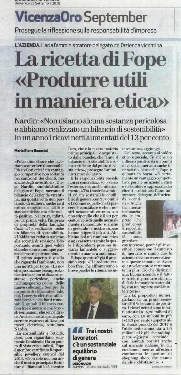 IPBonini's tweet photo. Congratulazioni a FOPE: la dimostrazione di come crescita, innovazione e approccio etico possano andare di pari passo, garantendo un successo ormai più che consolidato @xVicenzaOro https://t.co/7RxrM8NSKd