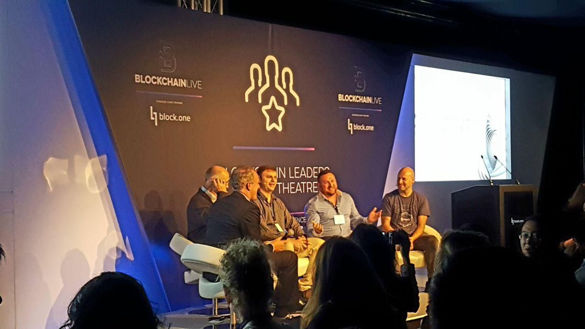 orvium's tweet photo. Very interesting panel discussion in #BlockchainLive18: @ethereumJoseph founder of @ConsenSys; @bytemaster7, CTO of  @EOS_io; @VanbexK, CEO of @VANBEXgroup and @marcus_treacher, SVP in @Ripple @UKBlockchain  

Join us https://t.co/xGY1P3BZke
know us at https://t.co/R9PVdDxeBc https://t.co/LEyQRWmxoT