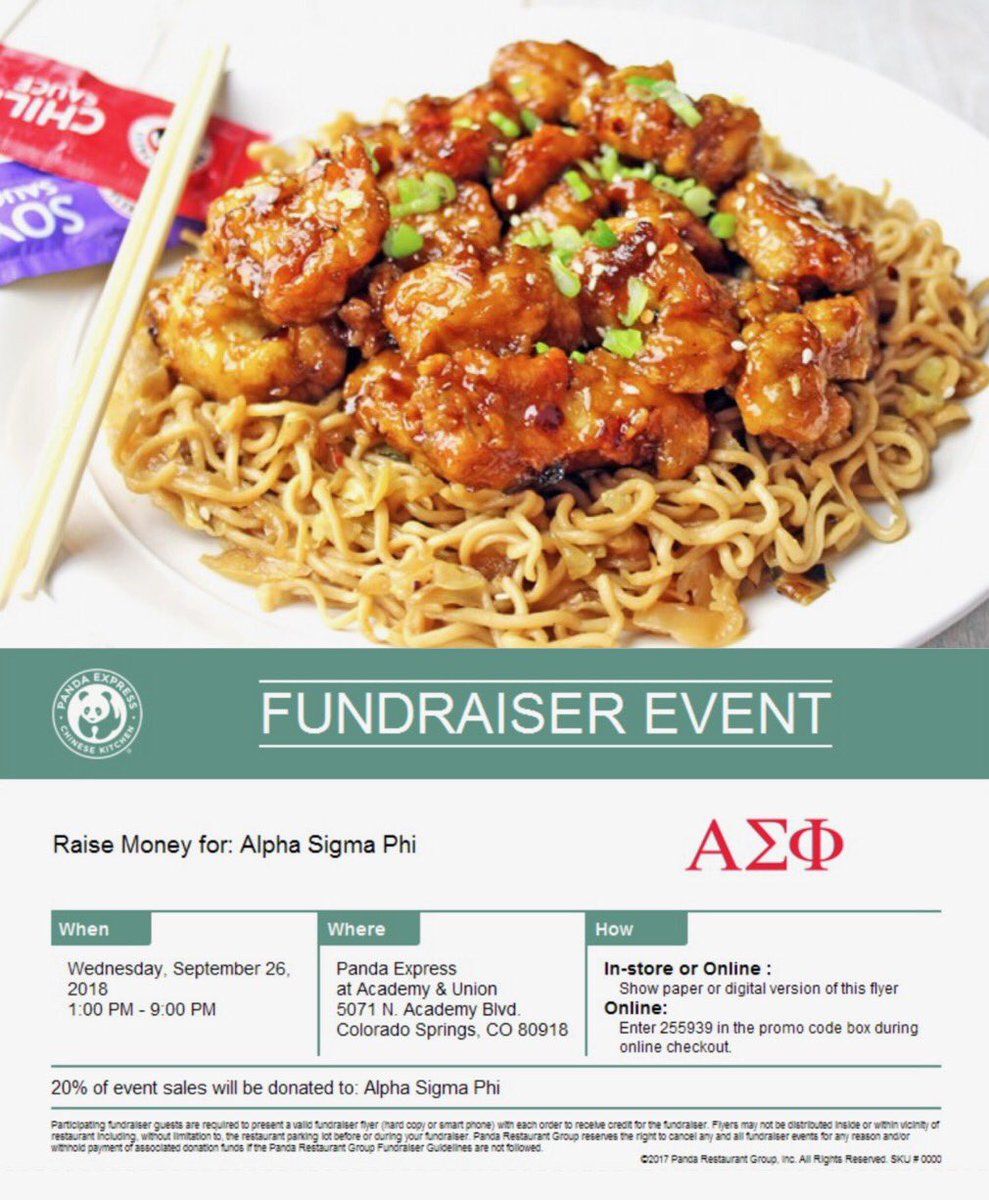 We are hosting a fundraiser from 1 to 9 pm today at Panda Express! Show them this picture when you pay for your meal to help support Alpha Sig.

#alphasiguccs #uccs #alphasig