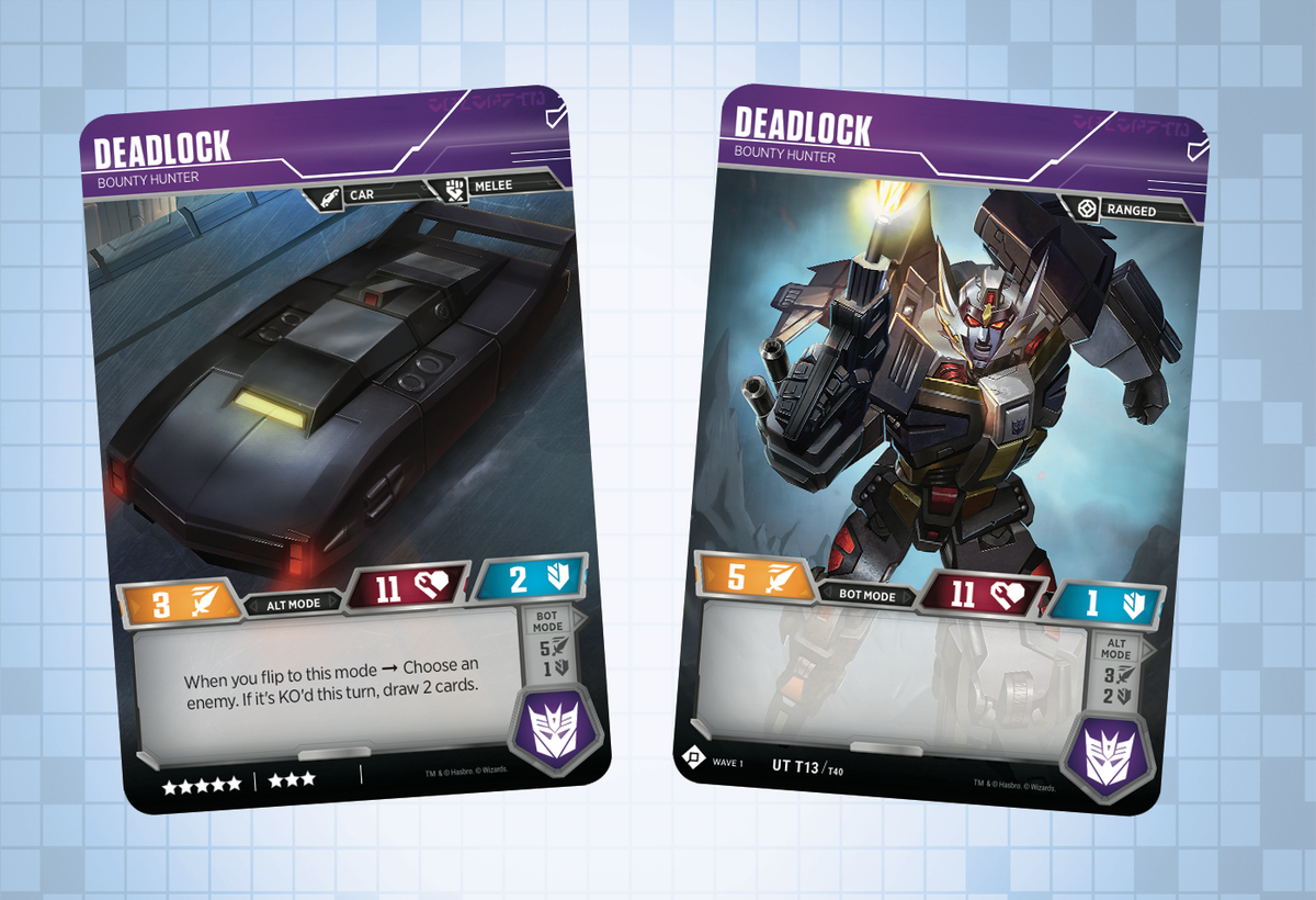 TransformersTCG's tweet photo. A devious bounty hunter with a hunger for violence and a distinct lack of mercy, Deadlock is a loose cannon whose penchant for chaos and hatred of bureaucracy disturbs even the most hardened Decepticons. #TransformersTCG #Transformers #Decepticon https://t.co/ZTaWNt6VDy