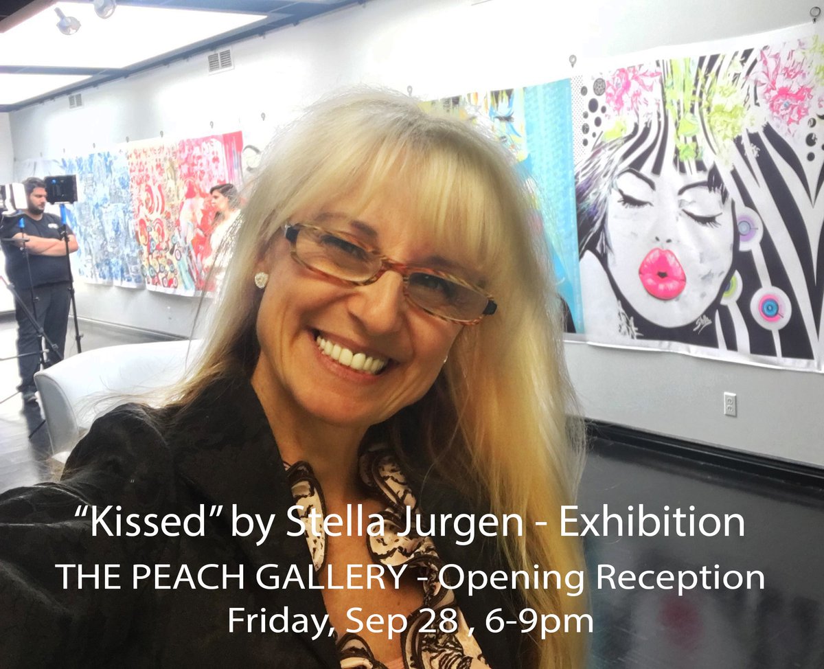 Opening Reception, Sep 28-6-9pm <a href="/ThePeachGallery/">The Peach Gallery</a> "Kissed" by Stella Jurgen. #paintings #illustrations #textileart for #fashiondesigner #interiordecorating. A percentage to <a href="/abrigocentre/">Abrigo Centre</a>
