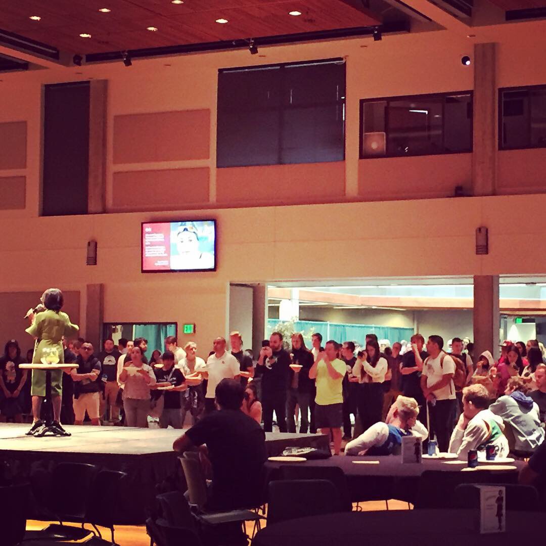 uvu_president's tweet photo. Thank you @UVU students for such a fun meet-and-greet! You truly are the heart of #UVU and I am proud to help you bring your #dreams to life 💚 #GoWolverines @uvualumni @uvustudents https://t.co/8ZqrPBKtpN