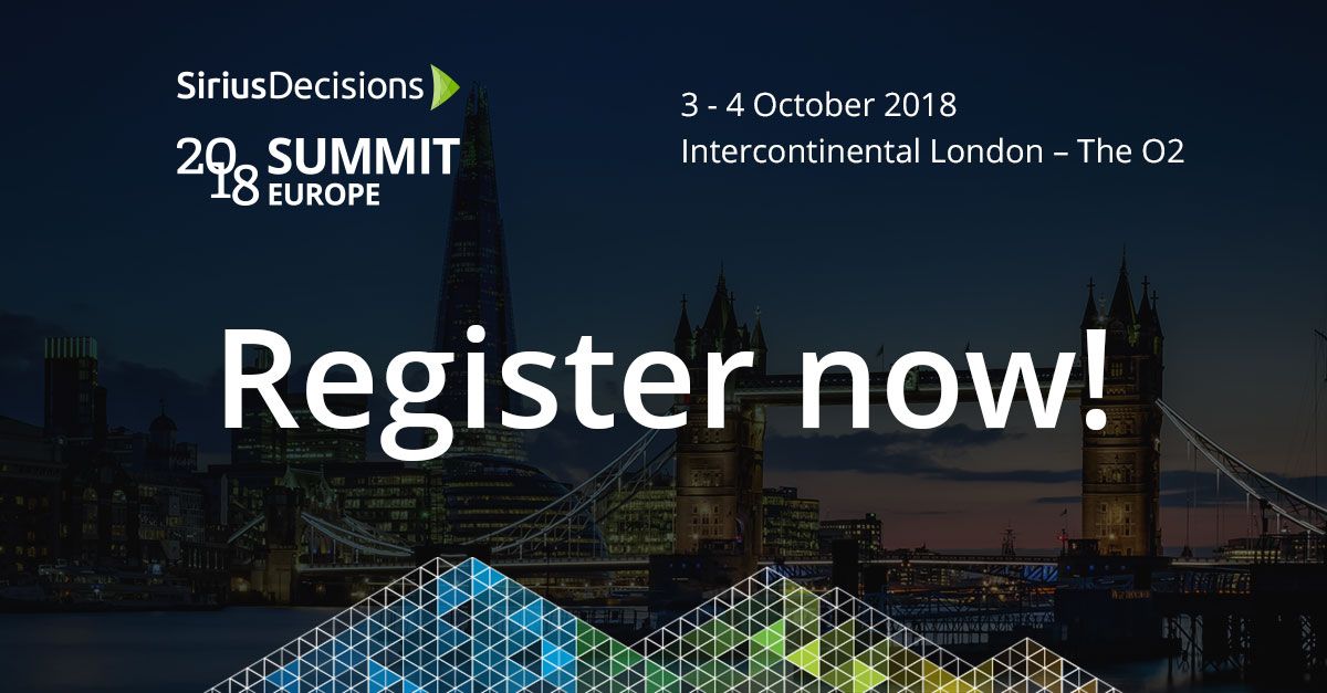 ledgerbennett's tweet photo. Attending @siriusdecisions #SDSummit EMEA? Register for our Lunch &amp; Learn session, where our very own @gregdorban will be joined by experts from Canon &amp; British Gas to reveal the ups and downs of centralized #marketing https://t.co/cinOpLONb0 https://t.co/Te9e9AdFTk