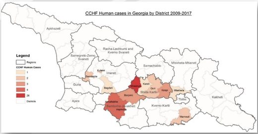 In 2016, 21590 ticks were collected for a DNA database for future studies under Pentagon project 'Assessing Seroprevalence and Genetic Diversity of Crimean-Congo Hemorrhagic Fever Virus (CCHFV) and Hantaviruses in Georgia'. Project coincided with an inexplicable outbreak of CCHF.