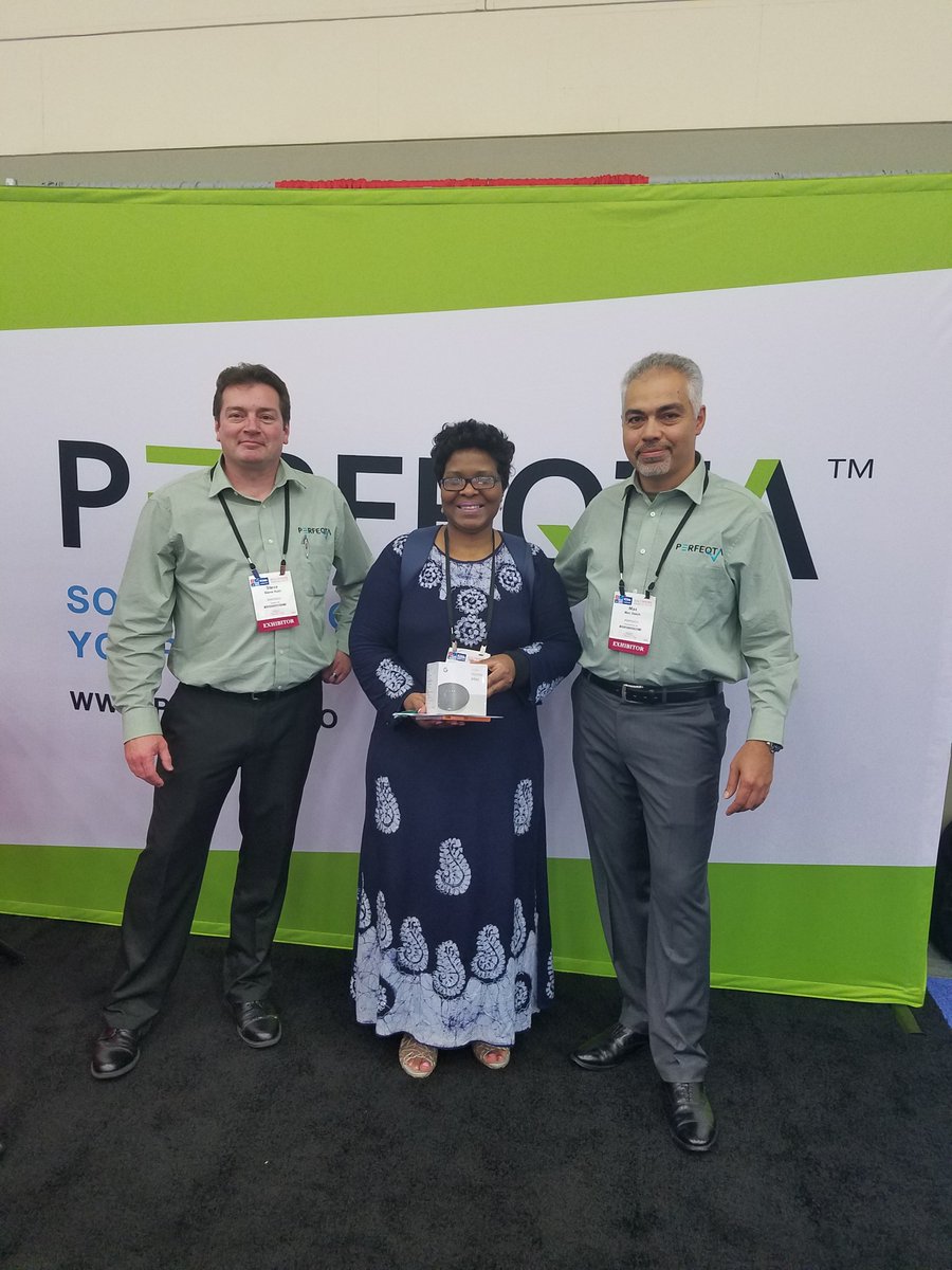 be_PERFEQTA's tweet photo. We enjoyed meeting everyone at #ICMA2018 in Baltimore.  Some of you traveled great distances to be there, including Dudu Maseko from Newtown, South Africa, who won our final drawing for the Google Home Mini.  Congrats Dudu! https://t.co/BYyAESzYzI