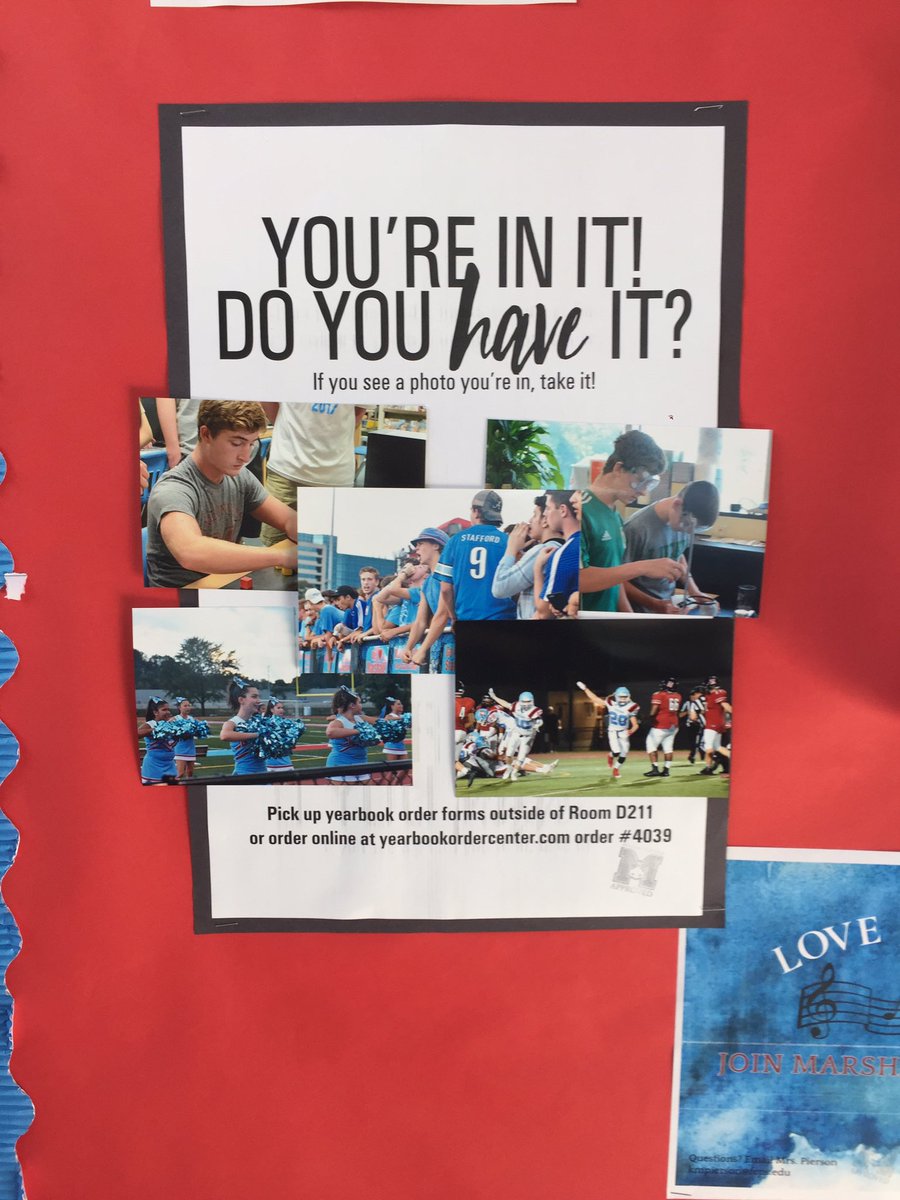 Hey Marshall! Want to see what the yearbook has been up to this year? Check out one of the bulletin boards around the school to see the photos that have been taken thus far. If you see a picture of yourself, take it!😊😊❤️🎉🌞🎁