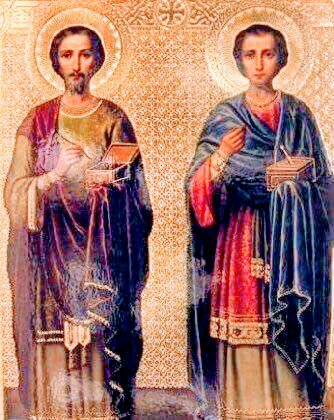 DouayRheims1's tweet photo. St Cosmas and St Damian were brothers who lived in the 3rd/4th centuries. They were from present day Turkey. Working as doctors, both treated their patients without asking for payment. The brothers were martyred during the persecution of Emperor Diocletian. #Sep26 #StCosmas #GPS https://t.co/0U5TQeETBC
