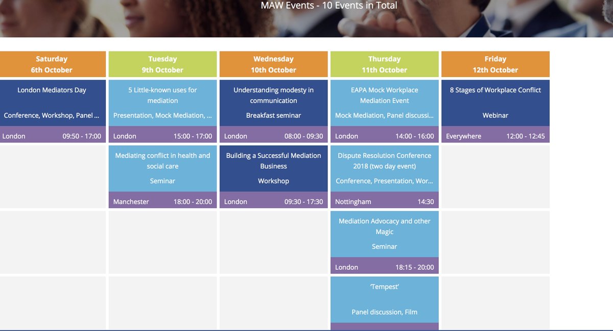 MediationAware's tweet photo. Events calendar now live for Mediation Awareness Week 2018 https://t.co/wIYgBtDRNX
#mediationaware #mediationawarenessgroup #mediationawarenessweek #october2018 https://t.co/mG5iJO677d