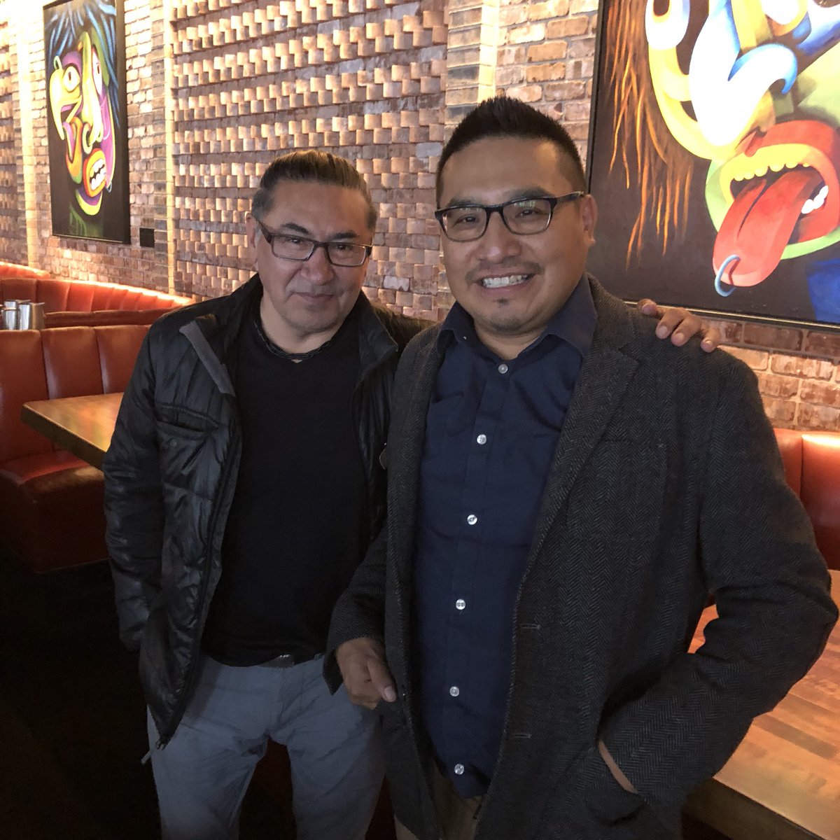 solmamakwa's tweet photo. I’m in Ottawa today and had lunch with my #NDP brother from Quebec. #fbomber #imwithromeo #pottymouth @RomeoSaganash https://t.co/hKmDAuE8pB