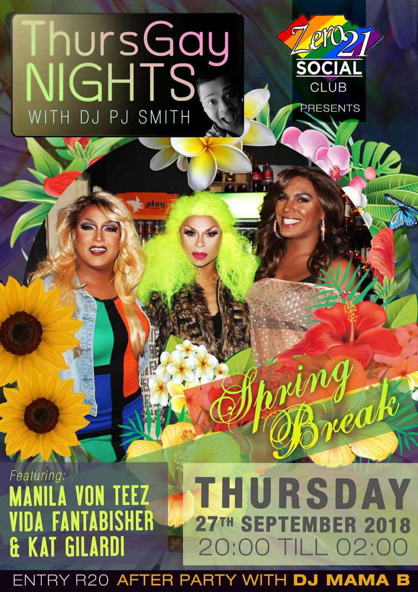 Thursday 27/09 #ThursGay <a href="/Zer021Social/">Zer021 Social</a> <a href="/ManilaVonTeez/">Manila von Teez</a> <a href="/kat_carl/">Kat Gilardi</a> @VidaFantabisher <a href="/PJ_Smith1/">PJ Smith 🏳️‍🌈</a> <a href="/Barryreid76/">Barry Reid</a> <a href="/MissGayWC/">Miss Sovereign Western Cape</a> <a href="/CPTgigs/">Cape Town Gig Guide</a> <a href="/rainbowuct/">RainbowUCT</a> <a href="/DailyVoiceSA/">Daily Voice</a> <a href="/Mambaonline/">Mambaonline</a> <a href="/gaysaradio/">Gay SA Radio</a> <a href="/GayspeakNews/">GaySpeak News</a> <a href="/QueerYouthCPT/">Queer Youth CPT</a> <a href="/SAGigGuide/">National Gig Guide®</a> <a href="/celebspottersa/">@celebspotterSA</a> <a href="/PINKSAGUIDE/">PINK SA GUIDE</a> <a href="/capetownpride/">Cape Town Pride</a> <a href="/queercalendar/">The Queer Calendar</a>