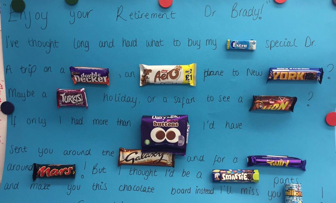 donneybrookMC's tweet photo. Dr Brady leaves us today and we will all miss him, especially his devoted patients. Wishing you a long and happy retirement Vincent xxx https://t.co/HLzgo16RzX