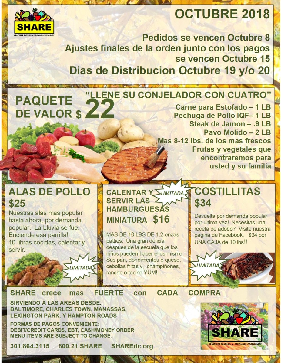 SHARE_dc's tweet image. Spanish menu, ready to SHARE!
