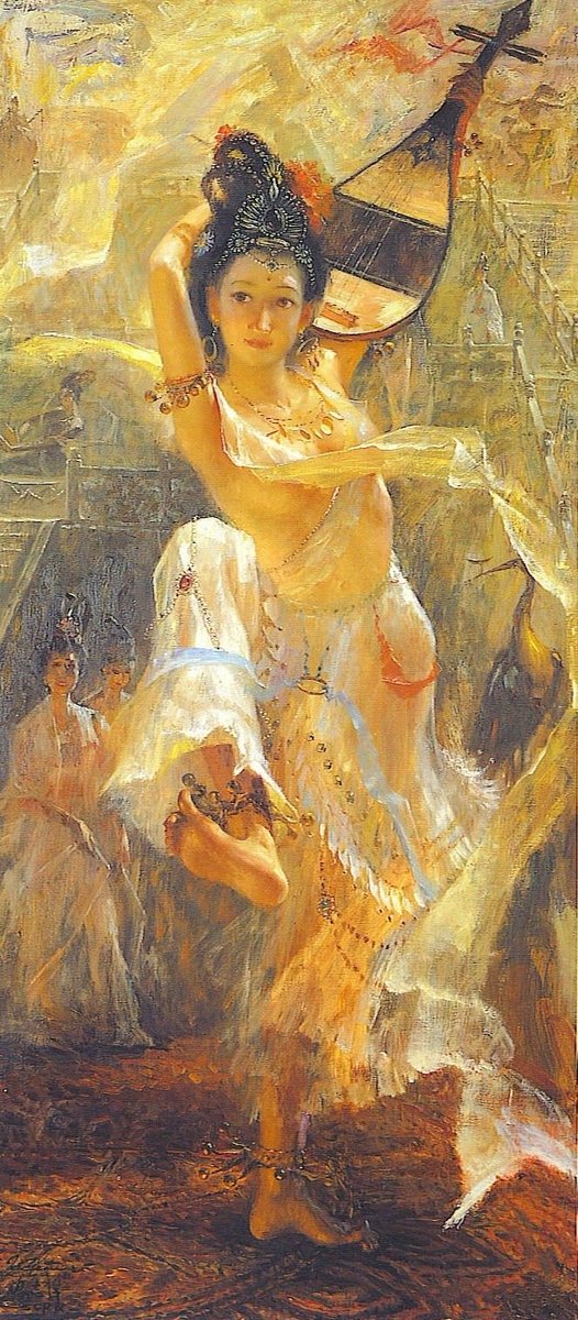StolenPhotograf's tweet photo. Yellow Pipa Court Dancer - Tang Dynasty Dun Huang by Chinese artist Tu Zhiwei.
#ZhiweiTu, 1951 , #impressionism #painter #art #artist #painting #romantic #china #oilpainting https://t.co/00pzyfpZCi