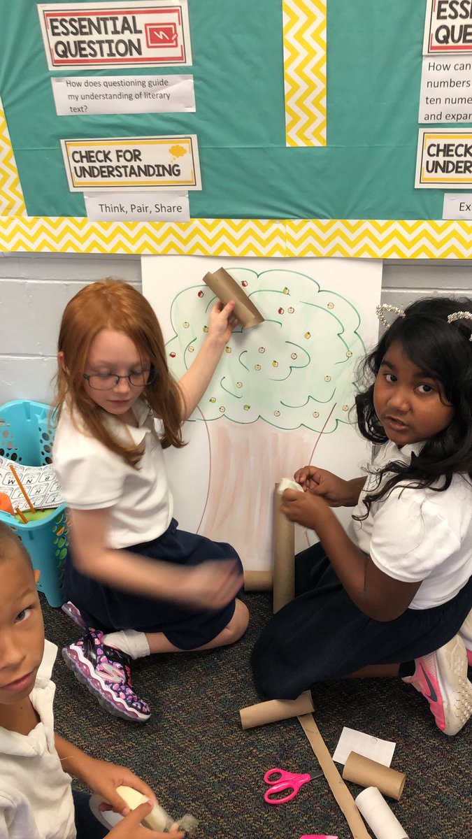 MrsLangworthy's tweet photo. Our students had a great time engineering an apple chute that would help the legendary Johnny Appleseed get the apples out of the trees more efficiently. They were so proud! #STEAMwednesday @DrNHJones @MCPS_Elementary @Grantham_Greats https://t.co/xC3rIgZ1ks