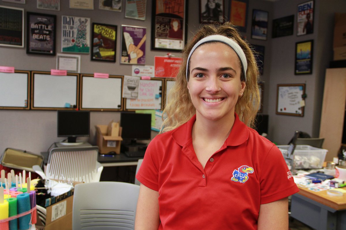 KUunion's tweet photo. We asked Bailey May, VP of Communications @suaevents, why @KUnews is her #HomeOnTheHill: 

"KU became my home away from home. I joined clubs, I joined organizations, I joined SUA, and they became the family within that home."

#KUhomecoming #HumansOfTheUnion #WorkAtTheU https://t.co/PKjUEgi6S9