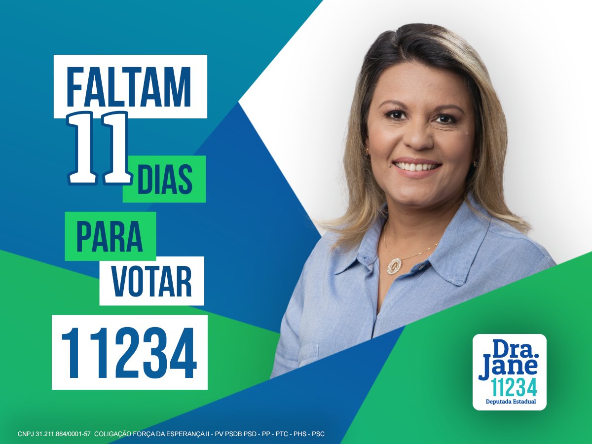drajanepanta's tweet photo. Falta pouco para votar 11.234 nas urnas! Dia 7 de outubro é Dra. Jane para Deputada Estadual. #DraJane11234 #EuVouComADraJane #EquipeDraJane https://t.co/Kfb9SXV4Sq