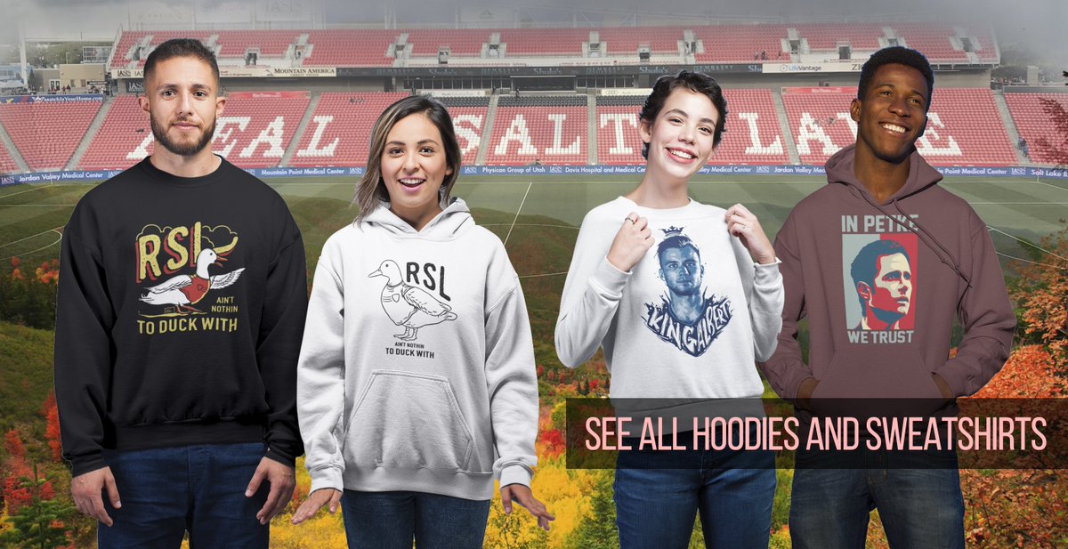 RSLFanatics's tweet photo. Fall is here, and playoffs are coming! Stay warm with our full line of hoodies and crewneck sweatshirts. #RSL #RSLhoodies #RSLsweatshirts 🍂🍃 See them all here if you haven't yet: https://t.co/iuRwczpRQY https://t.co/W0eljIHoOv