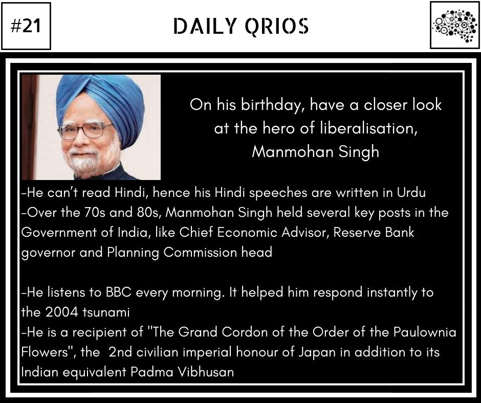 our_synapse's tweet photo. He was the silent conquerer of Indian politics ........r u silent or violent??? Tell us on 06/10/18
#quiro #quiz #generalknowledge #ManmohanSingh #RBI #economist #planningcommision #2004tsunami #japan #padmavibhushan https://t.co/Z7am7raIr8