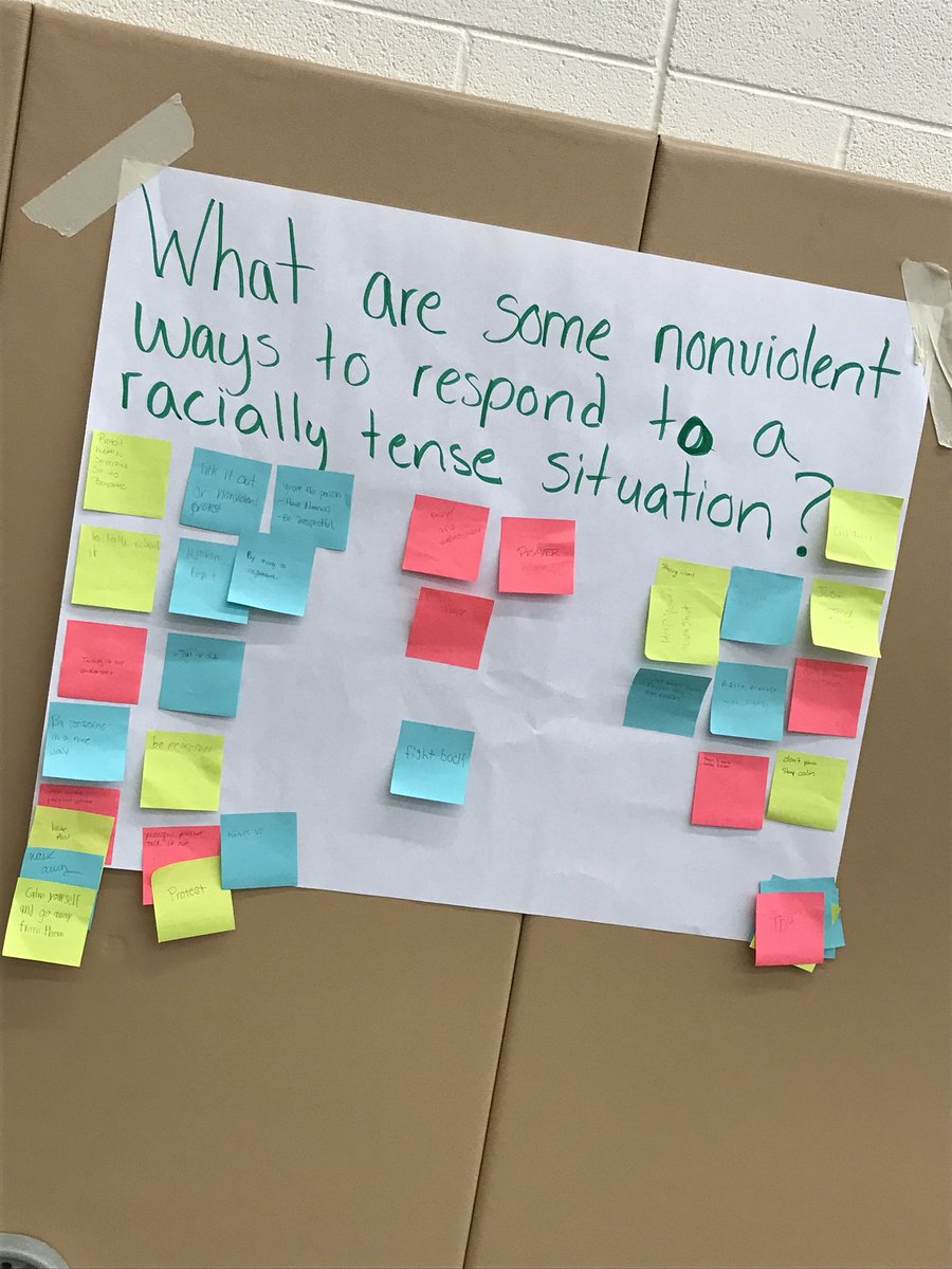 RVJournalism's tweet photo. Students working in groups answering questions on how to solve and combat racial tensions and issues in America. #RVReads18 #RVReads2018 https://t.co/LDsBvnPL3Z