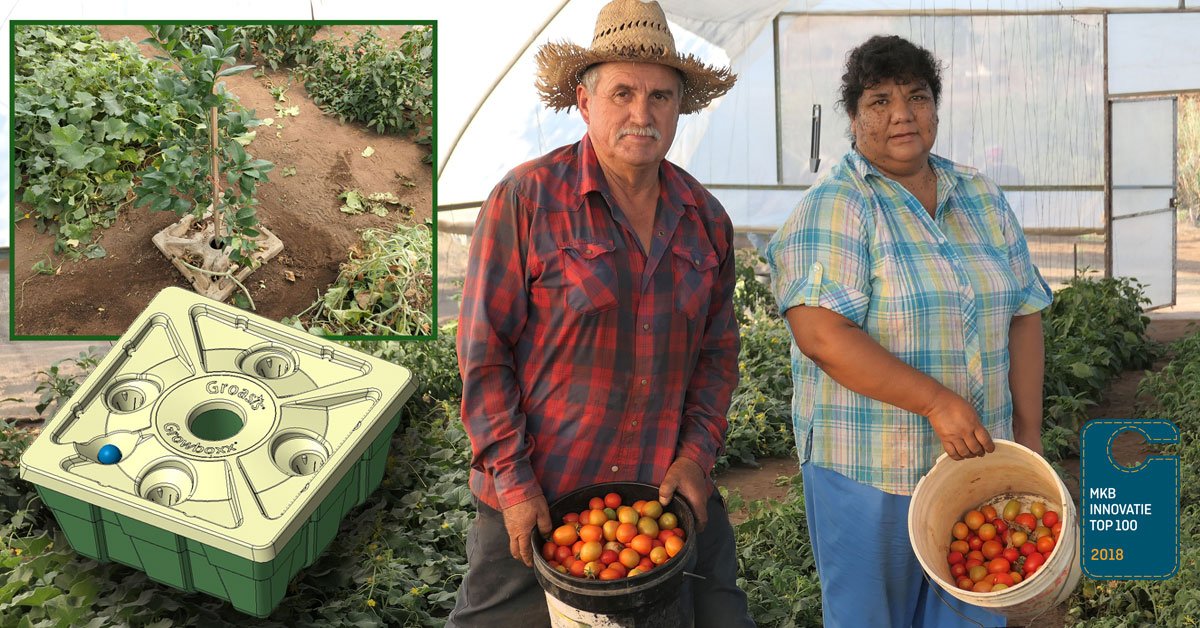 De woestijn tot leven brengen met een ‘intelligente emmer’. Innovatieve Growboxx® plant cocoon <a href="/groasis/">Groasis Ecological Water Saving Technology</a> winnaar <a href="/KvK_NL/">Kamer van Koophandel</a> <a href="/innovatietop100/">Innovatie Top 100</a> 2018. bit.ly/2LoyyIZ