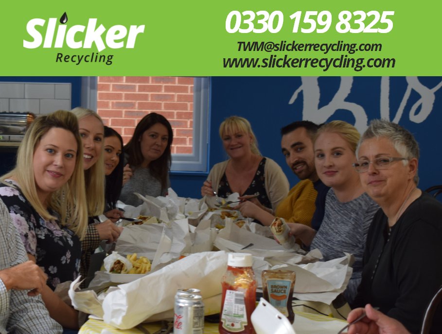 SlickerRecyc's tweet photo. Our Total Waste Management (TWM) team enjoying their well-deserved fish and chip lunch after their target smashing performance! Well done team! https://t.co/4GdZzl5imZ
#targethitting #FTW https://t.co/CzCONaBbKI