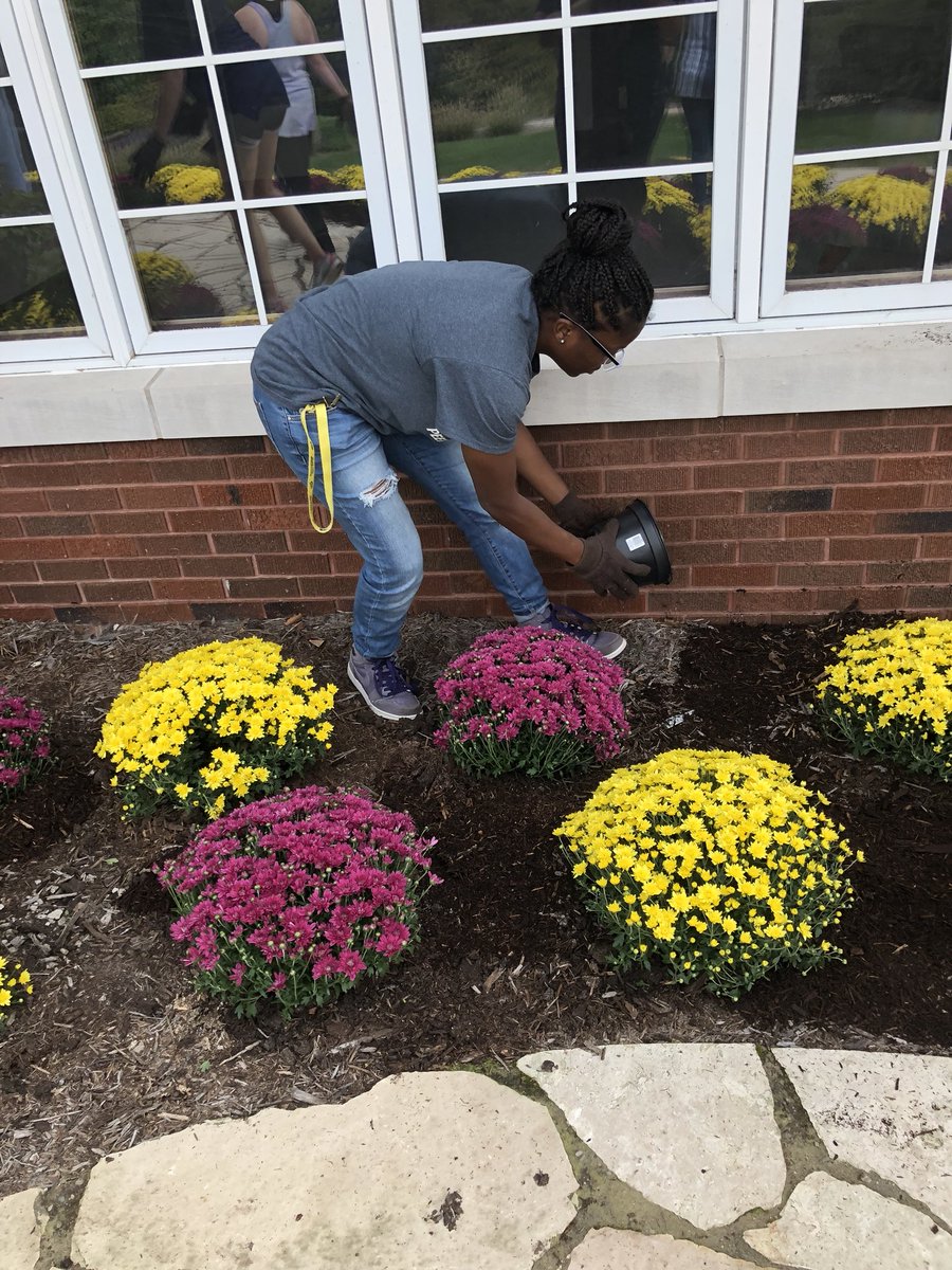 Yesterday’s Volunteer group. Planted flowers @ the Alumni House 💜💛 🌸#StudentsTALK #WIU18 #WIU19 #WIU20 #WIU21 #WIU22 #HealthandWellness