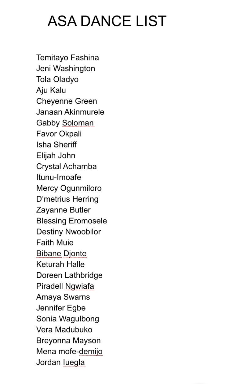Bowie High S African Student Association Twitterissa If Your Name Is On The List Congrats You Ve Made The 18 19 Bowie Asa Dance Team Please Before You Leave Go