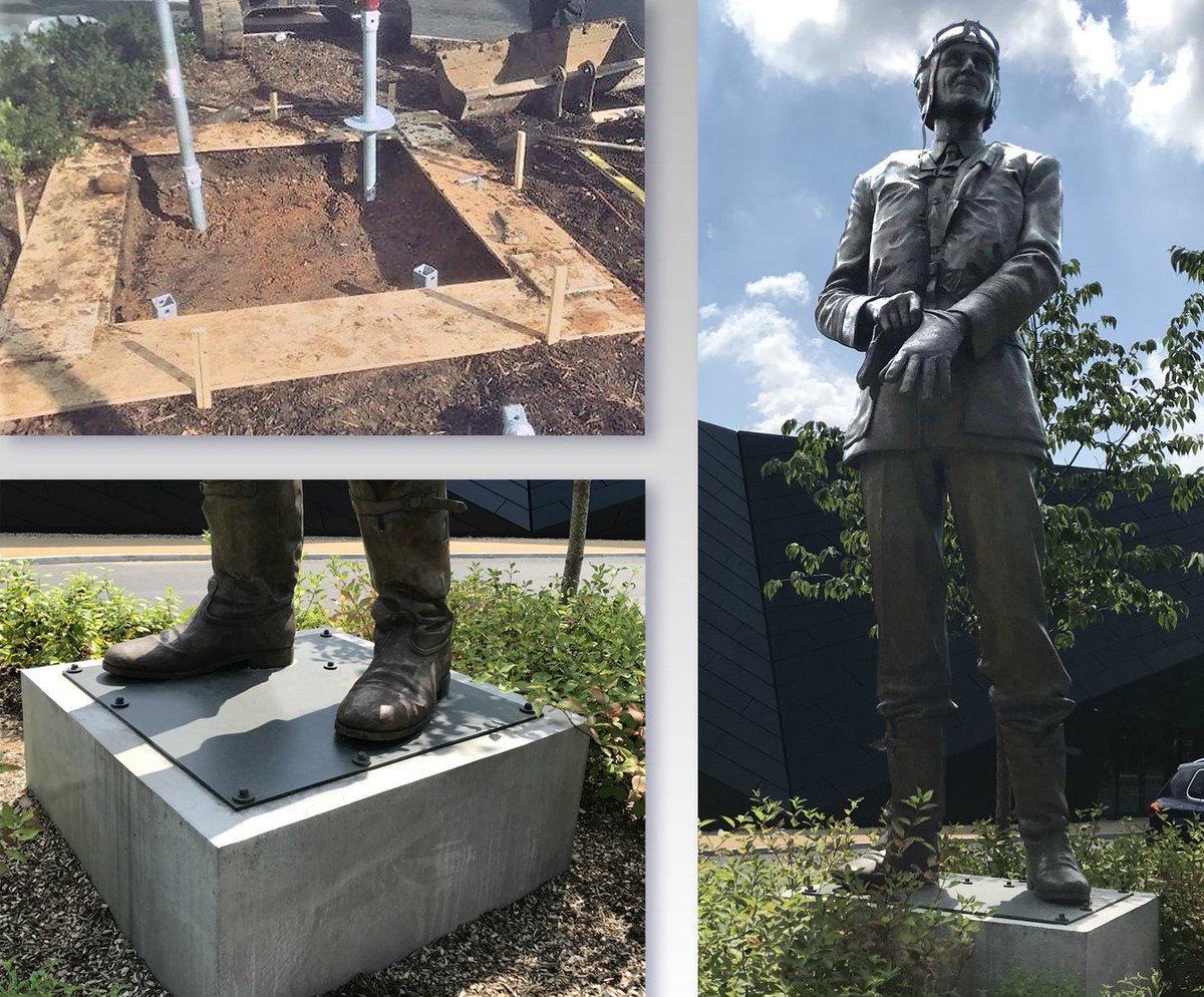 HelifixUK's tweet photo. More typically used to support and stabilise buildings, the versatile Helifix Dixie piled foundation system has recently been installed at The Battle of Britain Bunker Museum, to support a statue of World War II hero, Air Chief Marshal, Sir Keith Park https://t.co/S2OhJ1GQW0 https://t.co/7aOO3PByEc