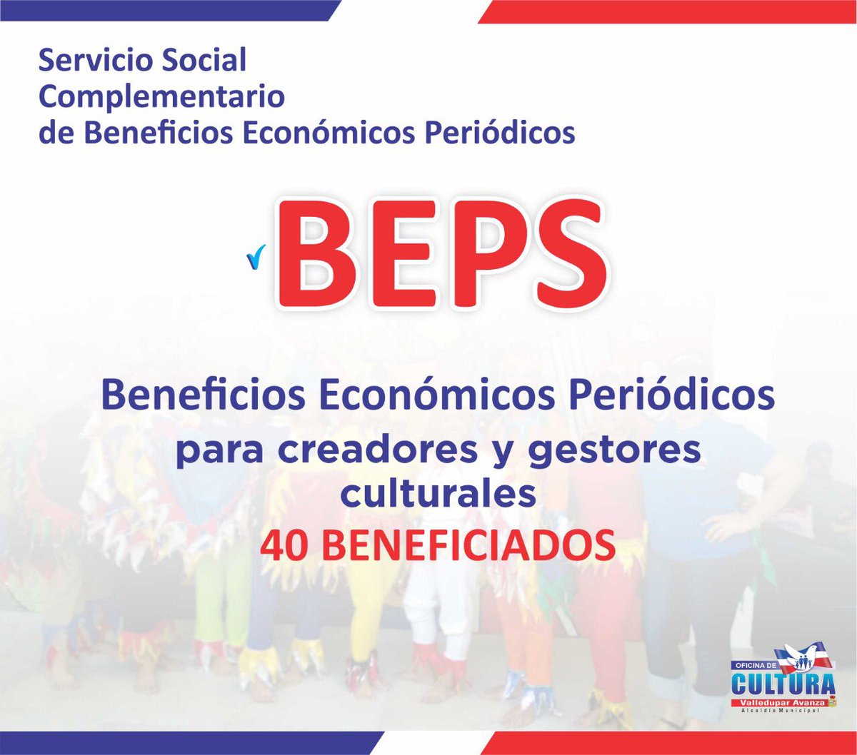 #MilDiasDeGobierno Los beneficios económicos y periódicos BEPS, contribuyen al mejoramiento de la calidad de vida de los gestores y creadores culturales de #Valledupar #MilDiasDeResultado aporte sociocultural del Gobierno Valledupar Avanza.