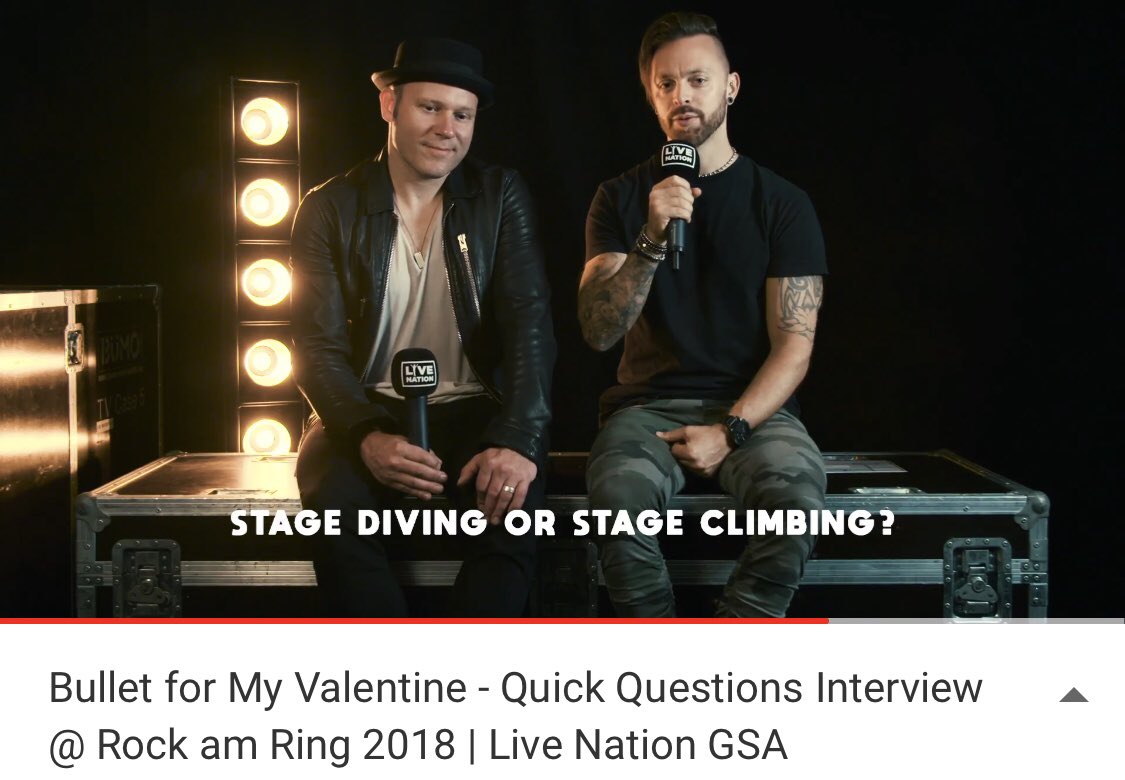 bfmv_jpn's tweet photo. 二択の質問。こういった形式のインタビューも良いですね♪
:Bullet for My Valentine - Quick Questions Interview @ Rock am Ring 2018
(Live Nation GSA)
#BFMV #MattTuck #JasonBowld #RaR2018
https://t.co/Jbf7lAzn5M https://t.co/L4GkLiWPfI