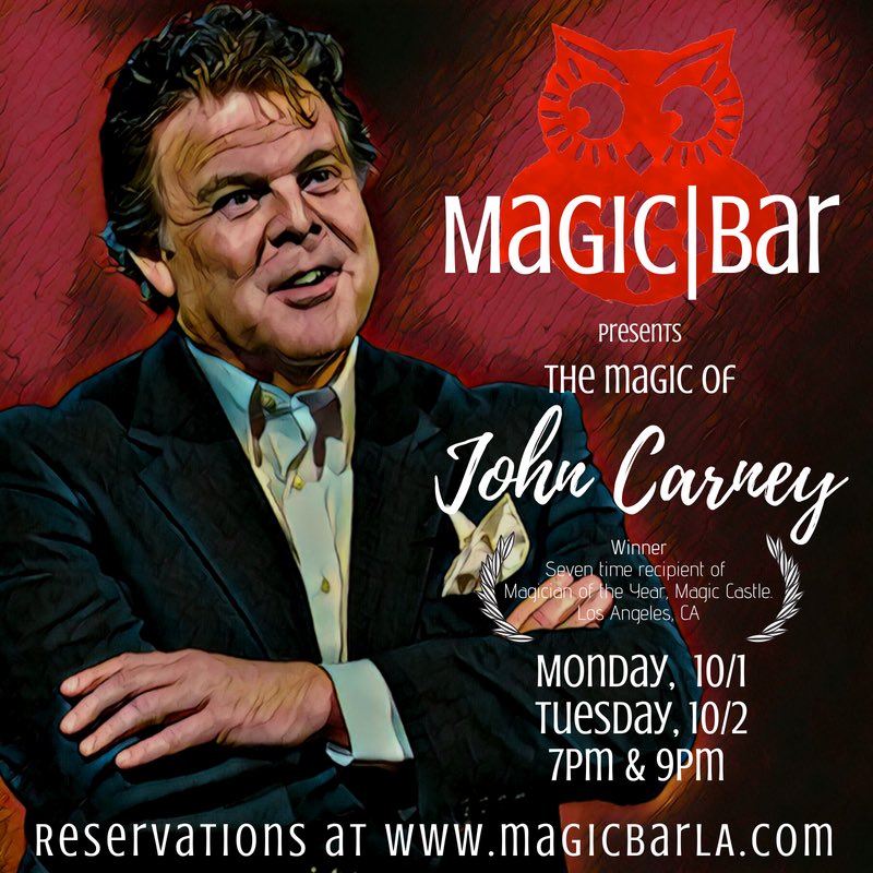 The legendary John Carney this Monday &amp; Tuesday. Tickets are going FAST for this rare opportunity to see Carney LIVE in this intimate setting. Secure your reservation TODAY!!
.www.magicbarLA.com .